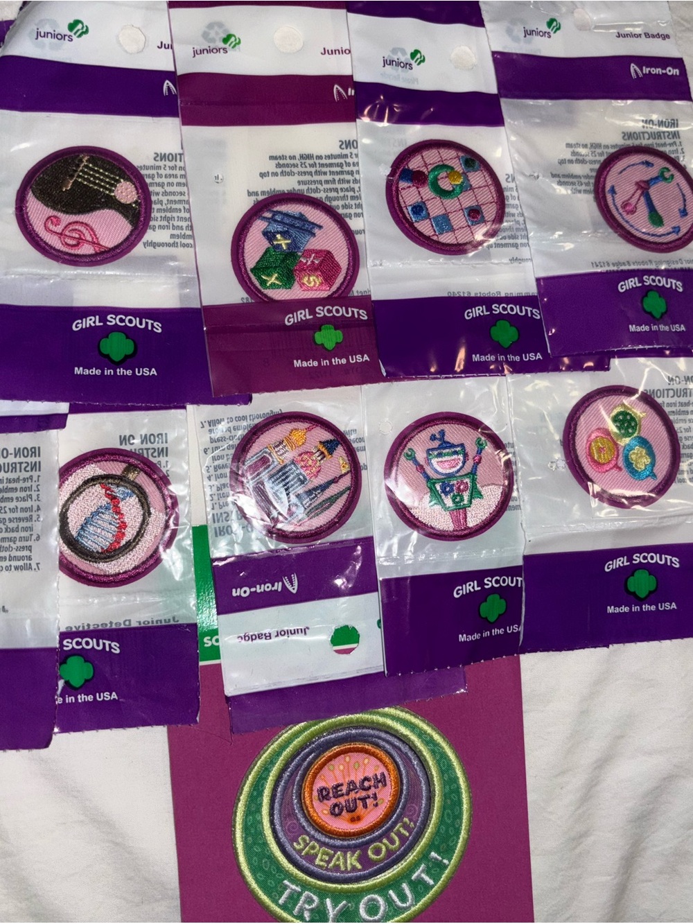 Girl Scouts Patch Lot - Pink & Purple Merit Badges